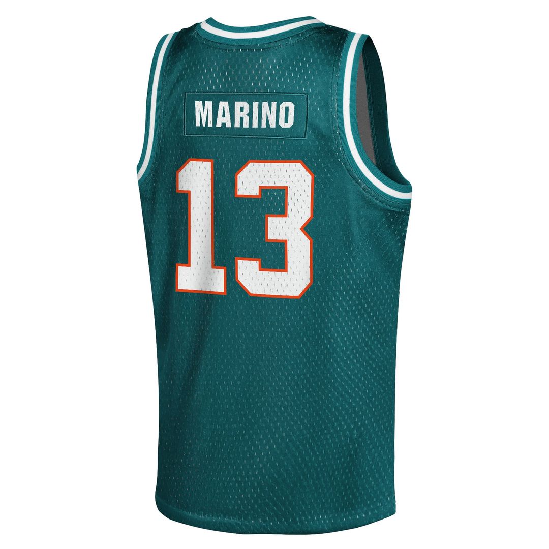 Youth Mitchell & Ness Miami Dolphins Dan Marino Aqua Retired Player NFL Basketball Fashion NFL Jersey