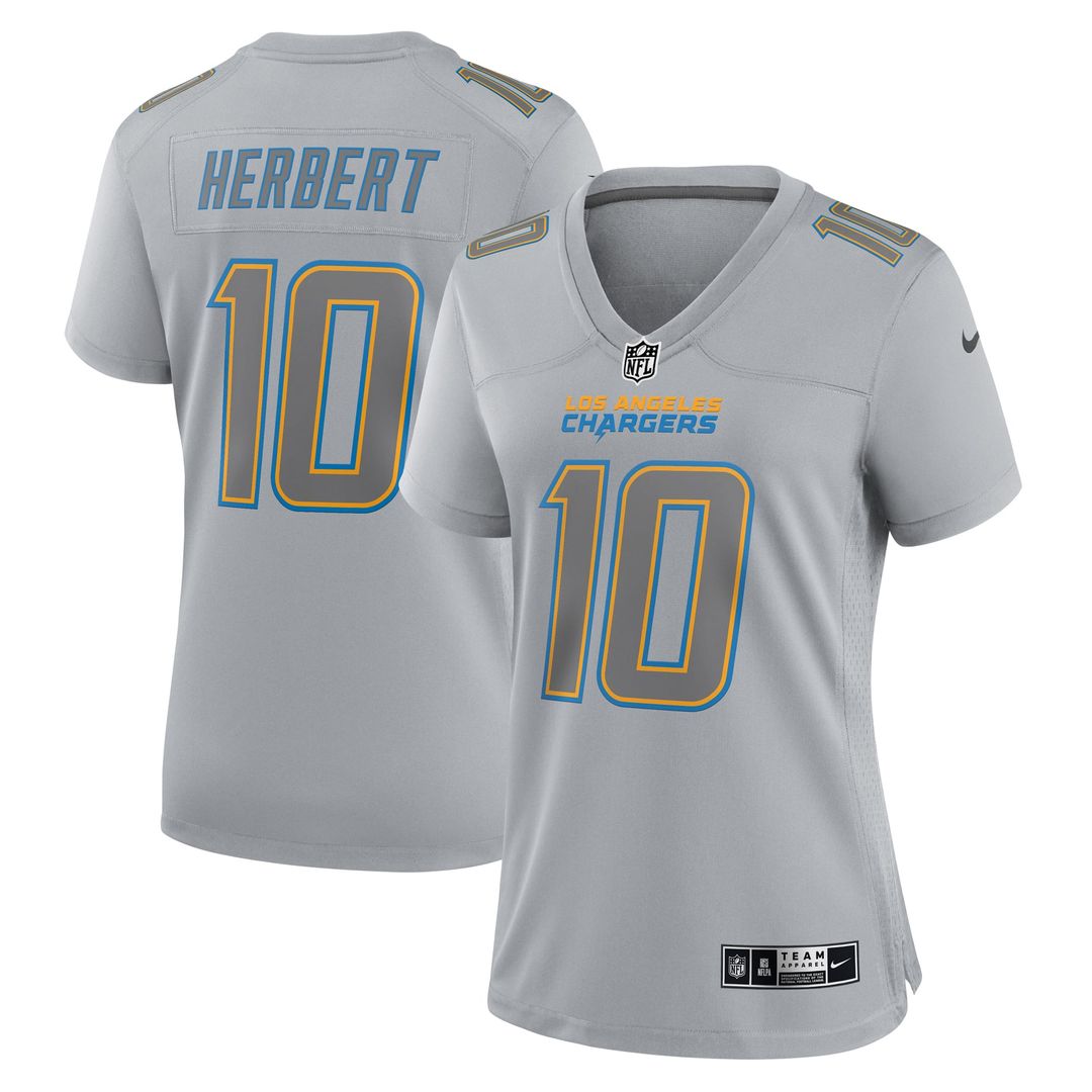 Women's Nike Los Angeles Chargers Justin Herbert Gray Atmosphere Fashion Game NFL Jersey