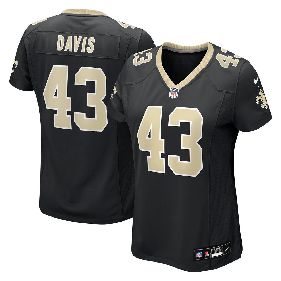 Women's Nike New Orleans Saints Michael Davis Black Team Game NFL Jersey