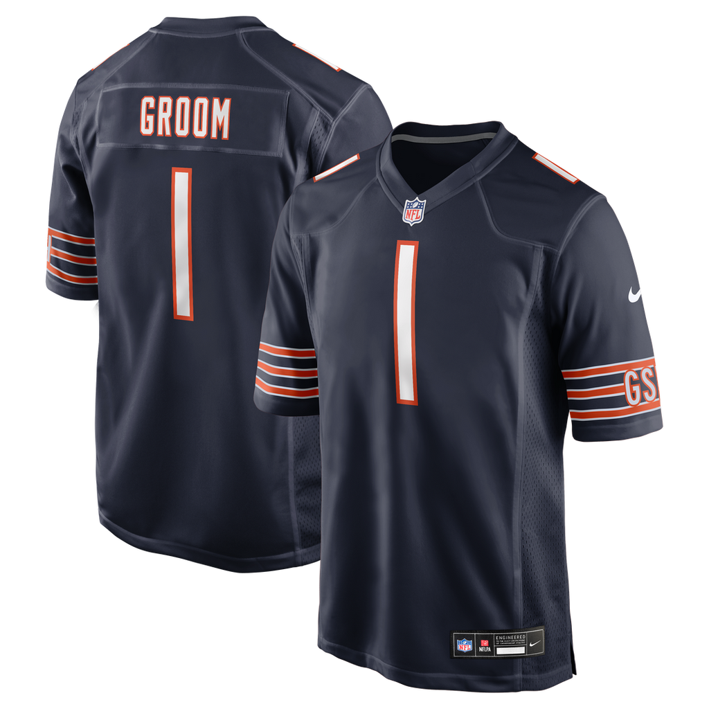 Men's Nike Chicago Bears Number 1 Groom Navy Game NFL Jersey