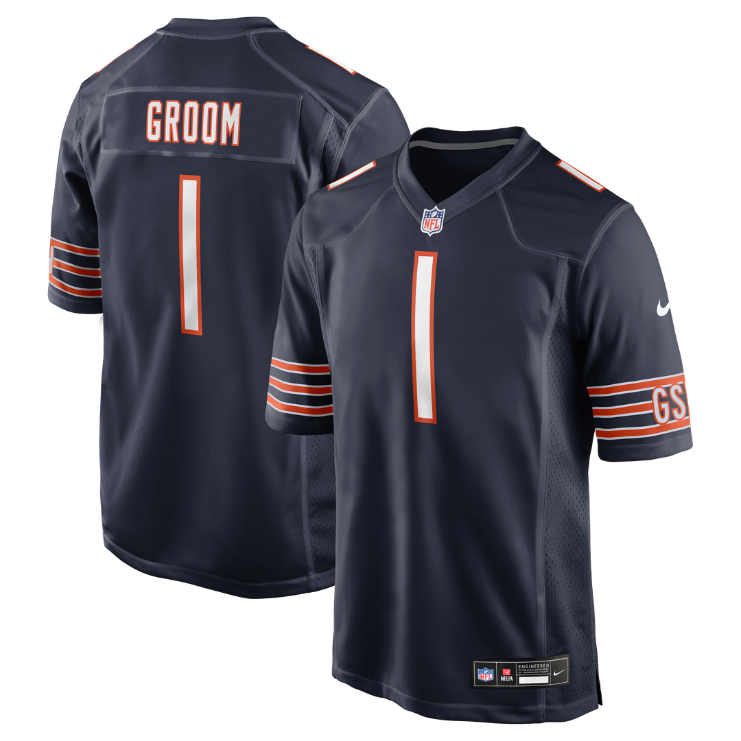 Men's Nike Chicago Bears Number 1 Groom Navy Game NFL Jersey