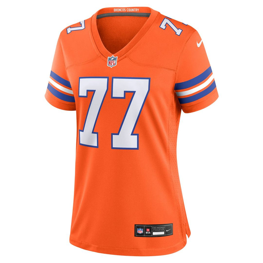 Women's Nike Denver Broncos Quinn Meinerz Orange Mile High Collection 1977 Throwback Player Game NFL Jersey