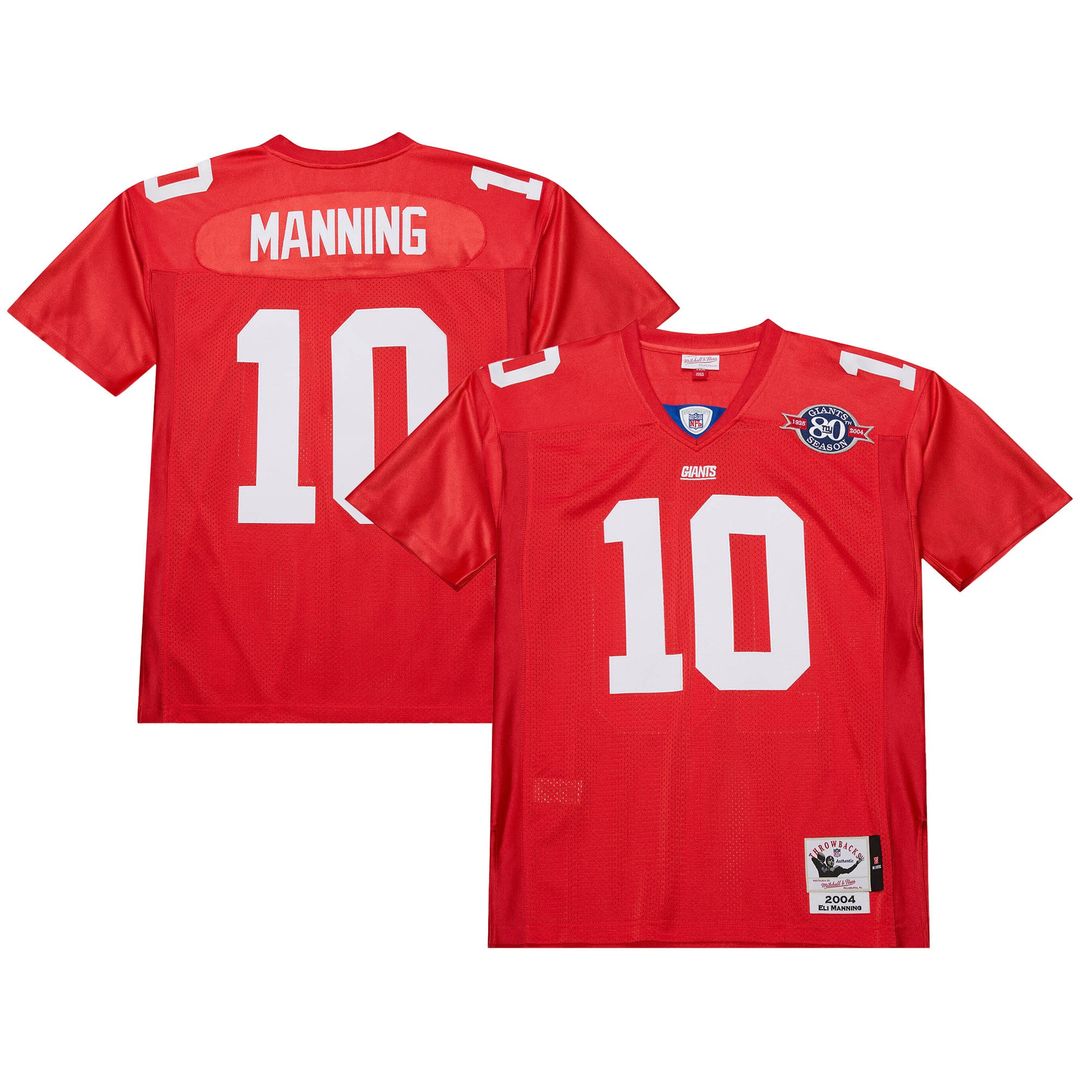 Men's Mitchell & Ness New York Giants Eli Manning Red 2004 Authentic Throwback Retired Player NFL Jersey