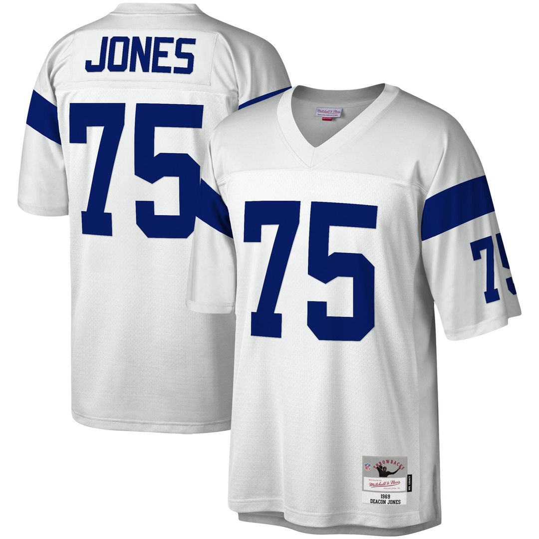 Men's Mitchell & Ness Los Angeles Rams Deacon Jones White Legacy Replica NFL Jersey