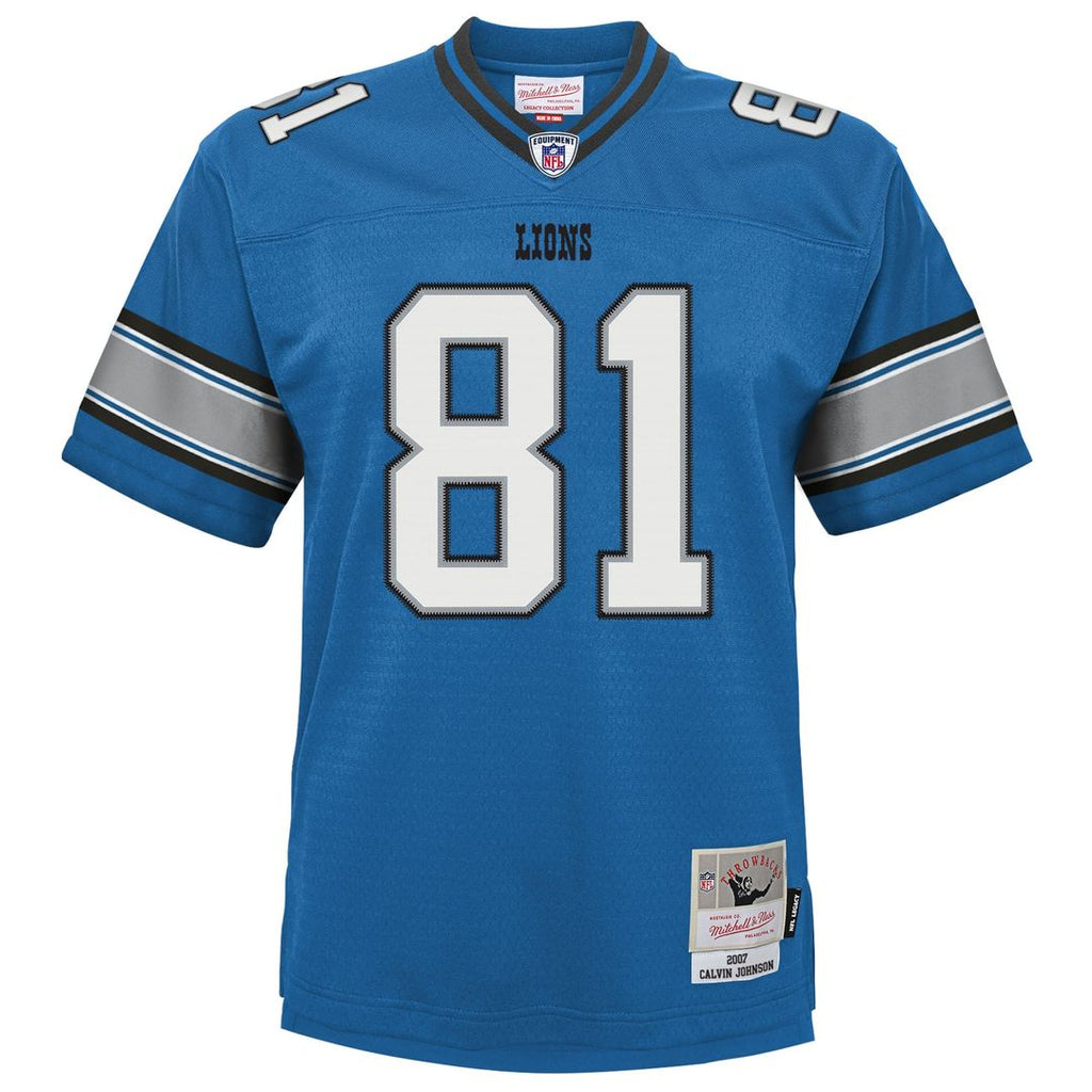 Youth Mitchell & Ness Detroit Lions Calvin Johnson Blue Legacy Replica NFL Jersey