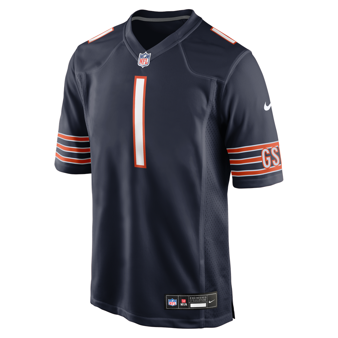 Men's Nike Chicago Bears Number 1 Groom Navy Game NFL Jersey