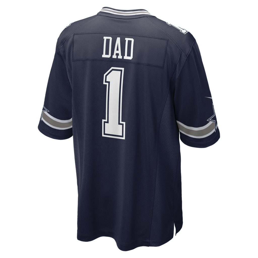 Men's Nike Dallas Cowboys Number 1 Dad Navy Game NFL Jersey