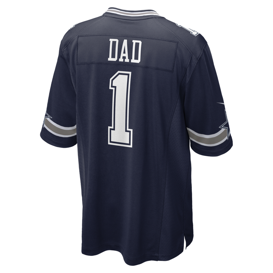 Men's Nike Dallas Cowboys Number 1 Dad Navy Game NFL Jersey