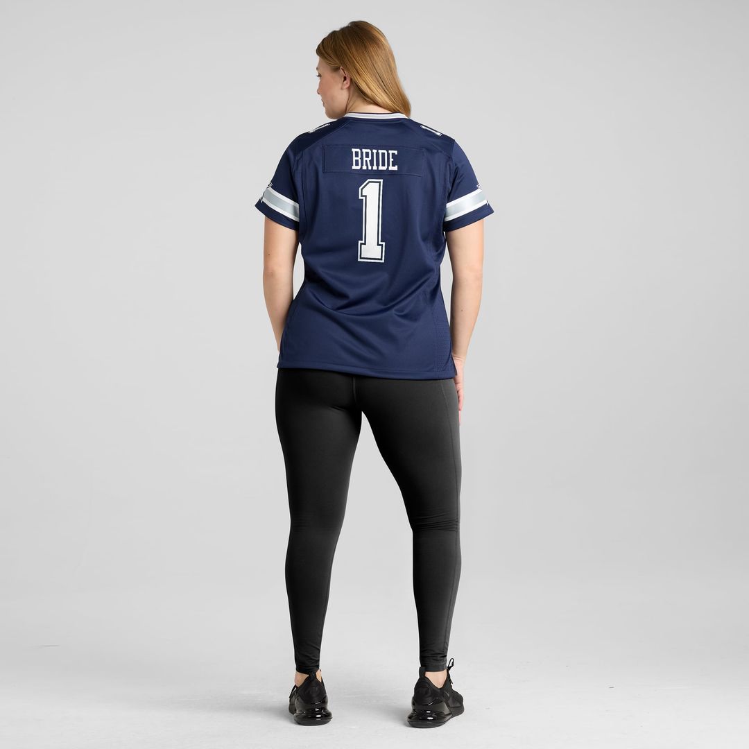 Women's Nike Dallas Cowboys Number 1 Bride Navy Game NFL Jersey