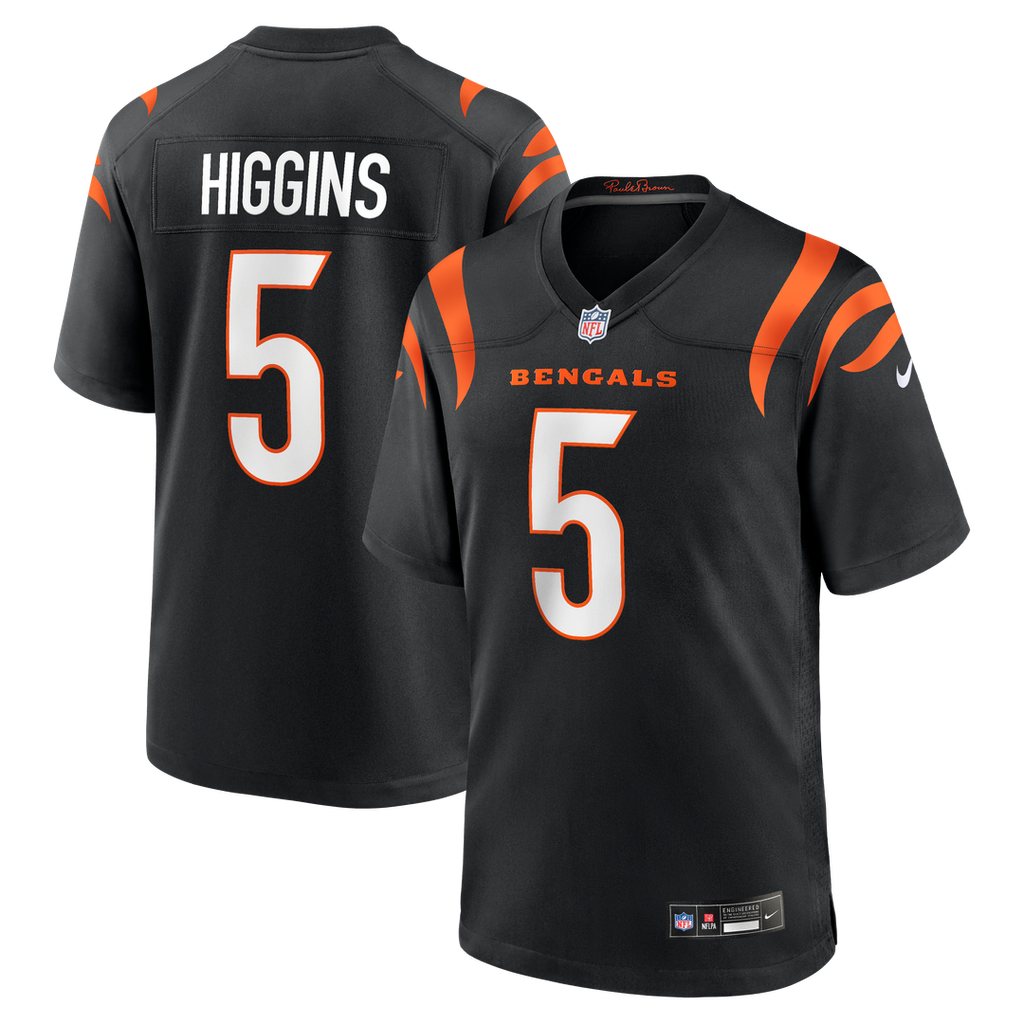Men's Nike Cincinnati Bengals Tee Higgins Black Game Player NFL Jersey