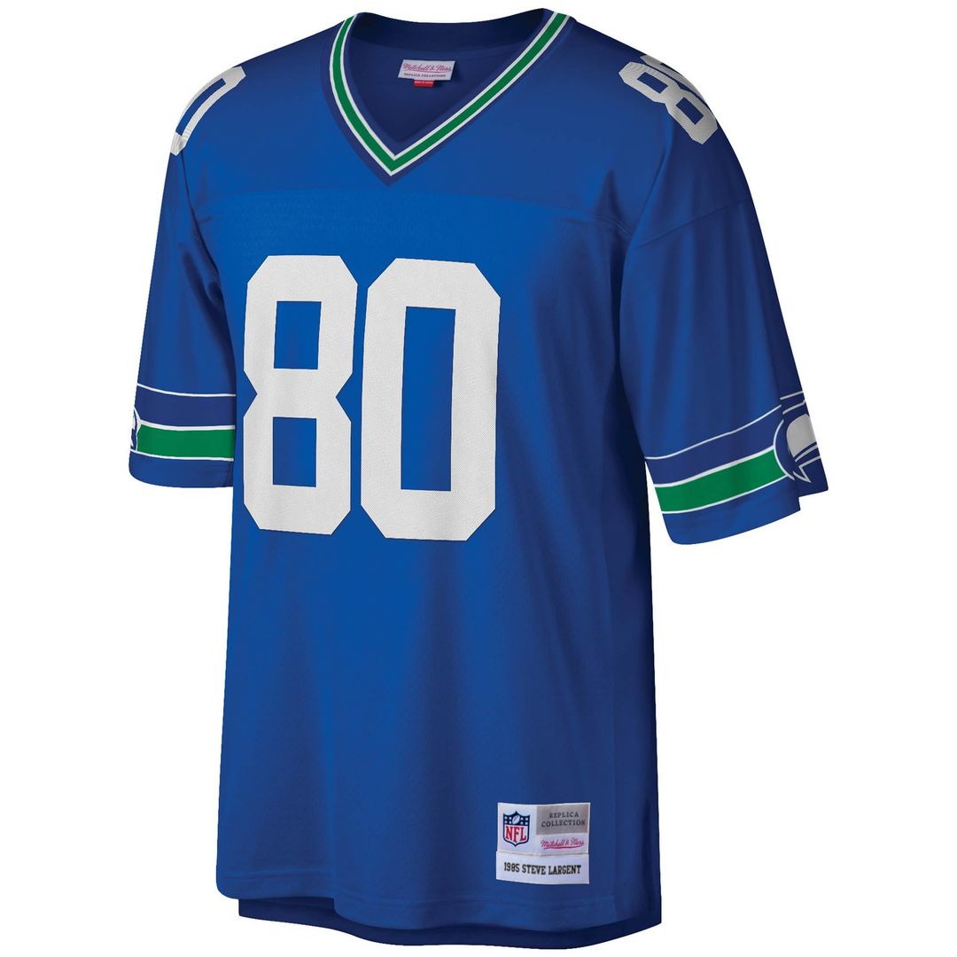 Men's Mitchell & Ness Seattle Seahawks Steve Largent Royal Legacy Replica NFL Jersey