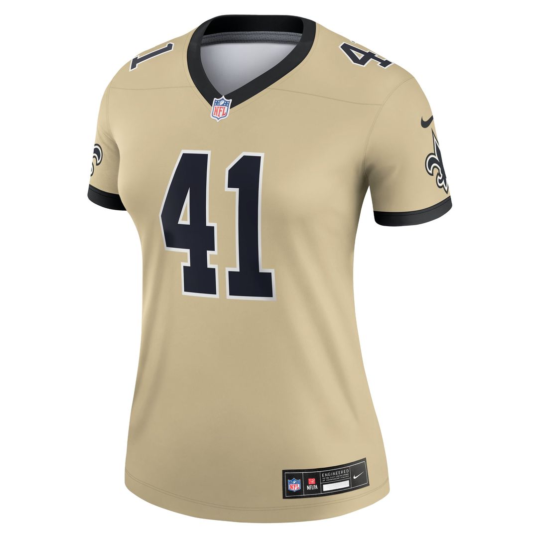 Women's Nike New Orleans Saints Alvin Kamara Gold Gameday Golds Alternate Legend Player NFL Performance Top