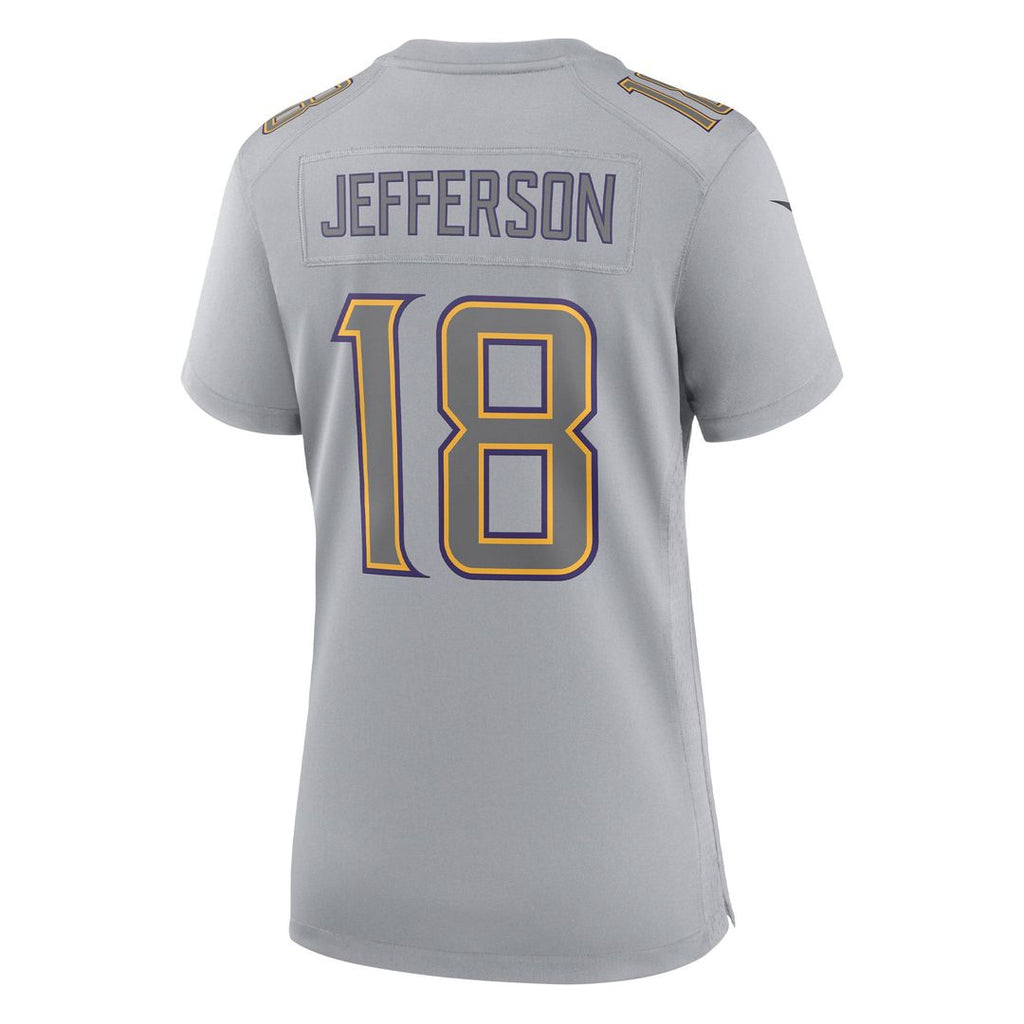 Women's Nike Minnesota Vikings Justin Jefferson Gray Atmosphere Fashion Game NFL Jersey