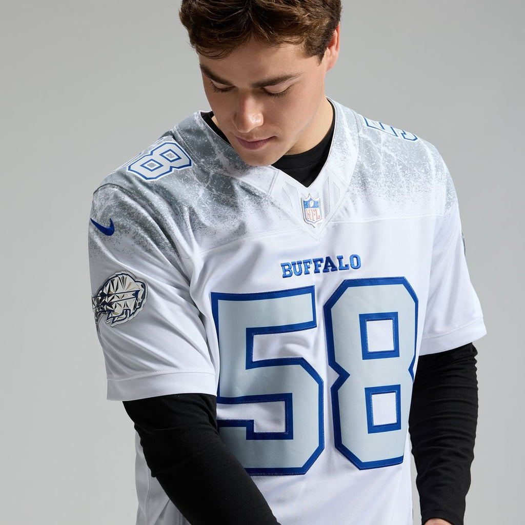 Men's Nike Buffalo Bills Matt Milano White 2025 Rivalries Collection Stitched Limited NFL Jersey