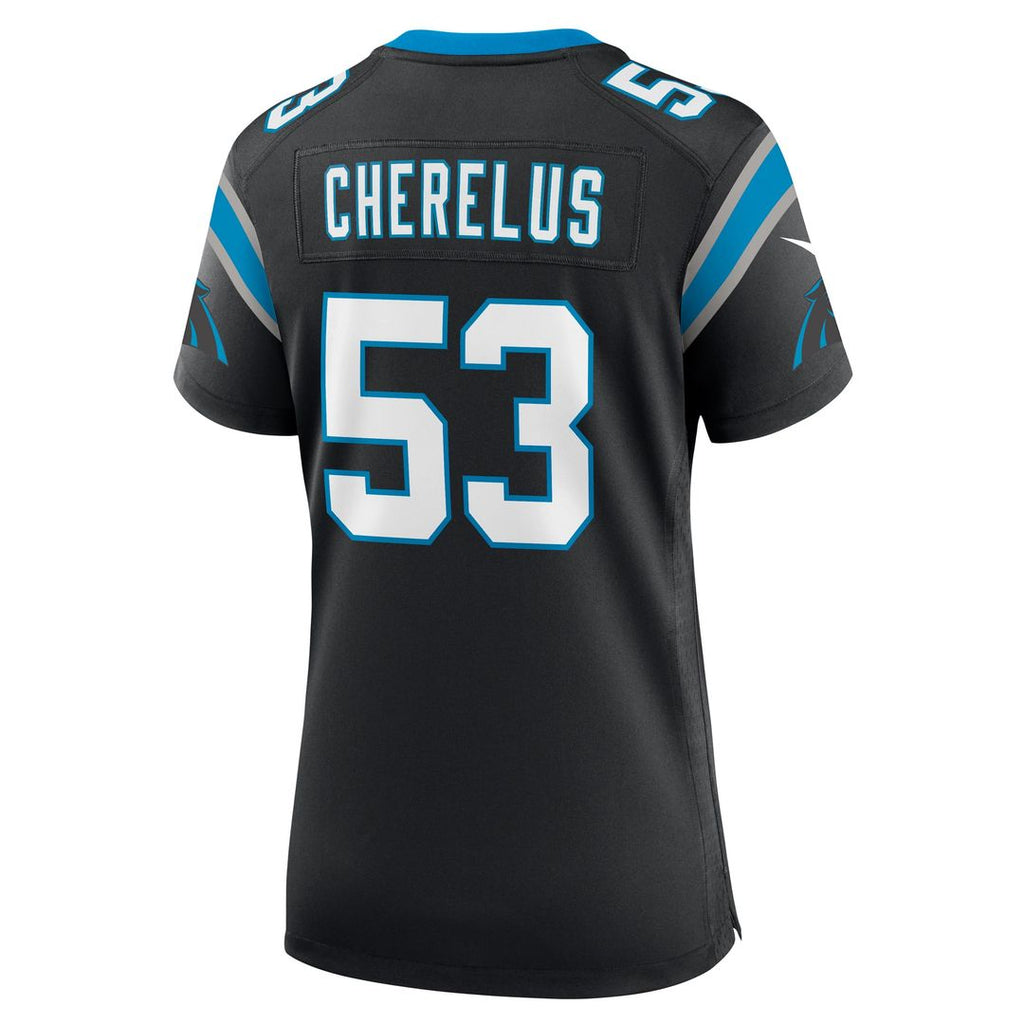 Women's Nike Carolina Panthers Claudin Cherelus Black Team Game NFL Jersey