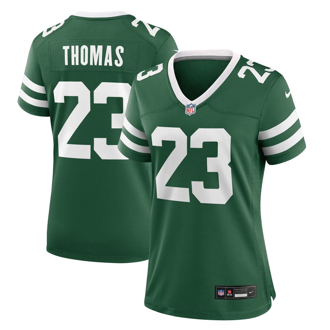 Women's Nike New York Jets Azareye'h Thomas Legacy Green Team Game NFL Jersey