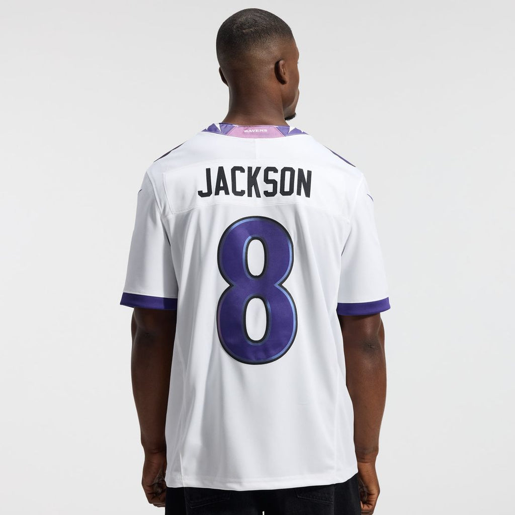 Men's Nike Baltimore Ravens Lamar Jackson White Vapor F.U.S.E. Stitched Limited NFL Jersey