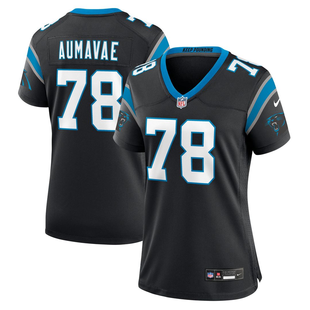 Women's Nike Carolina Panthers Popo Aumavae Black Team Game NFL Jersey