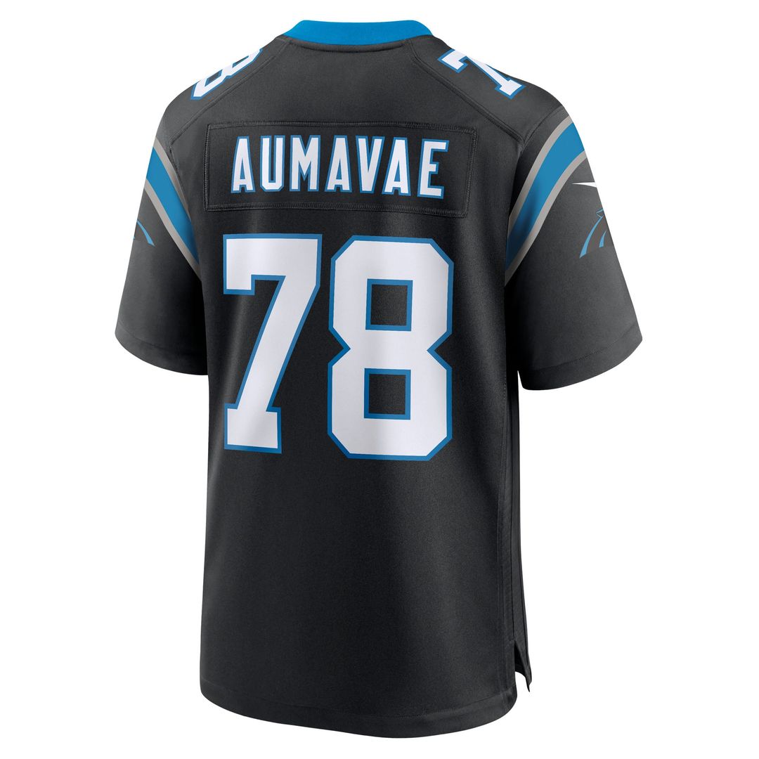 Men's Nike Carolina Panthers Popo Aumavae Black Team Game NFL Jersey