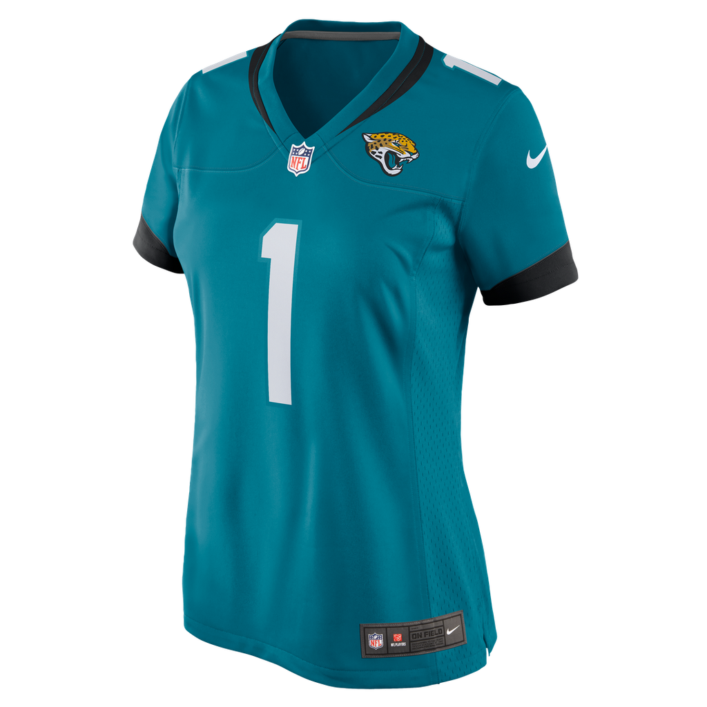 Women's Nike Jacksonville Jaguars Number 1 Bride Teal Game NFL Jersey