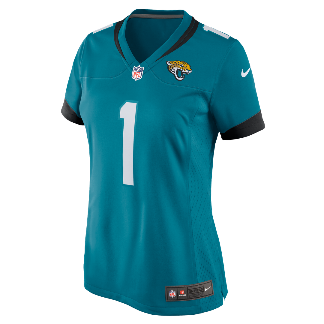 Women's Nike Jacksonville Jaguars Number 1 Bride Teal Game NFL Jersey