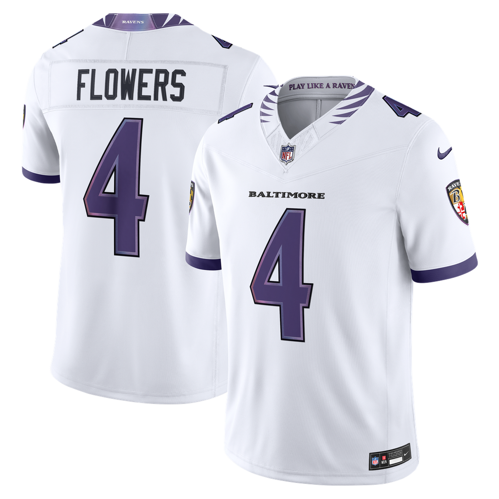 Men's Nike Baltimore Ravens Zay Flowers White Vapor F.U.S.E. Stitched Limited NFL Jersey