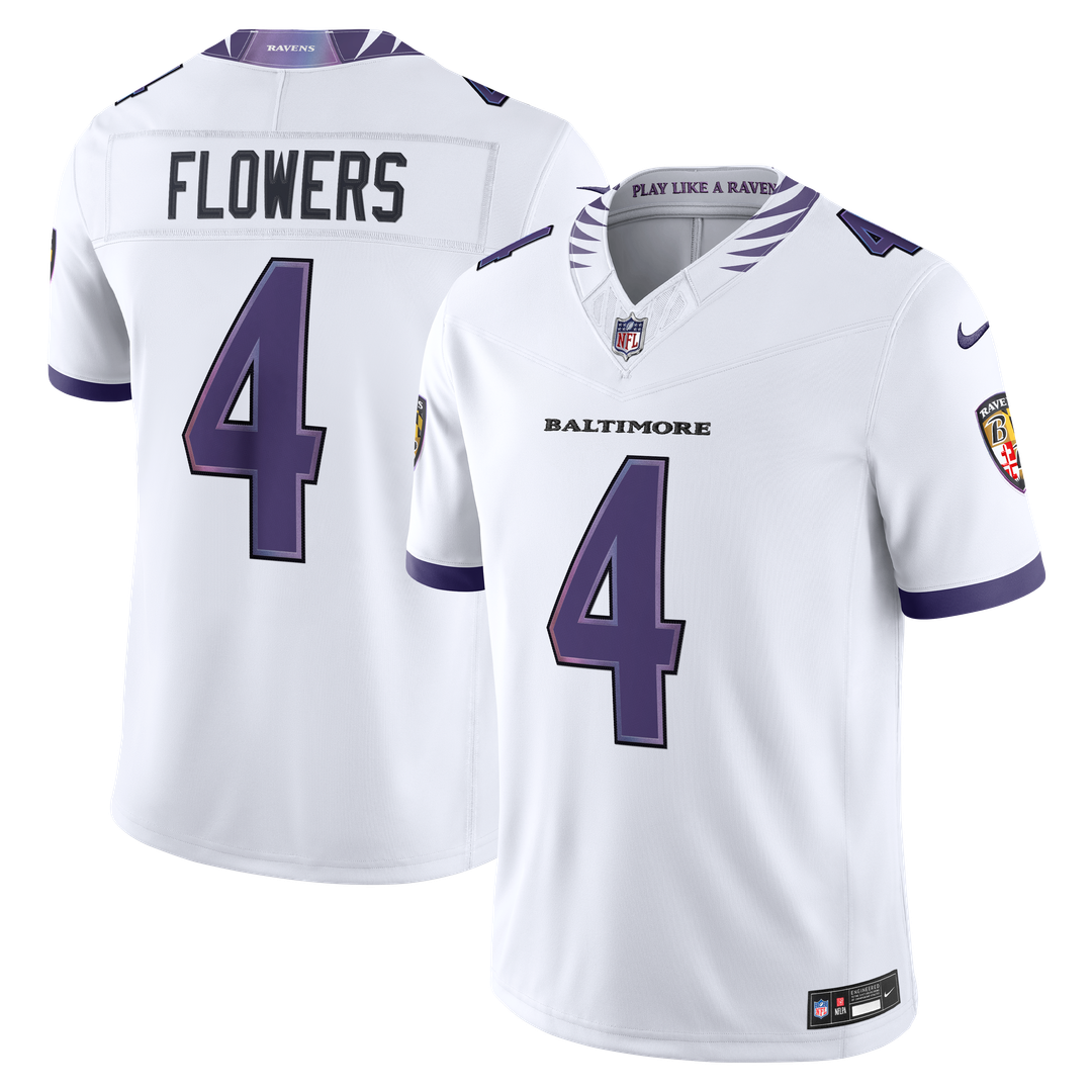 Men's Nike Baltimore Ravens Zay Flowers White Vapor F.U.S.E. Stitched Limited NFL Jersey