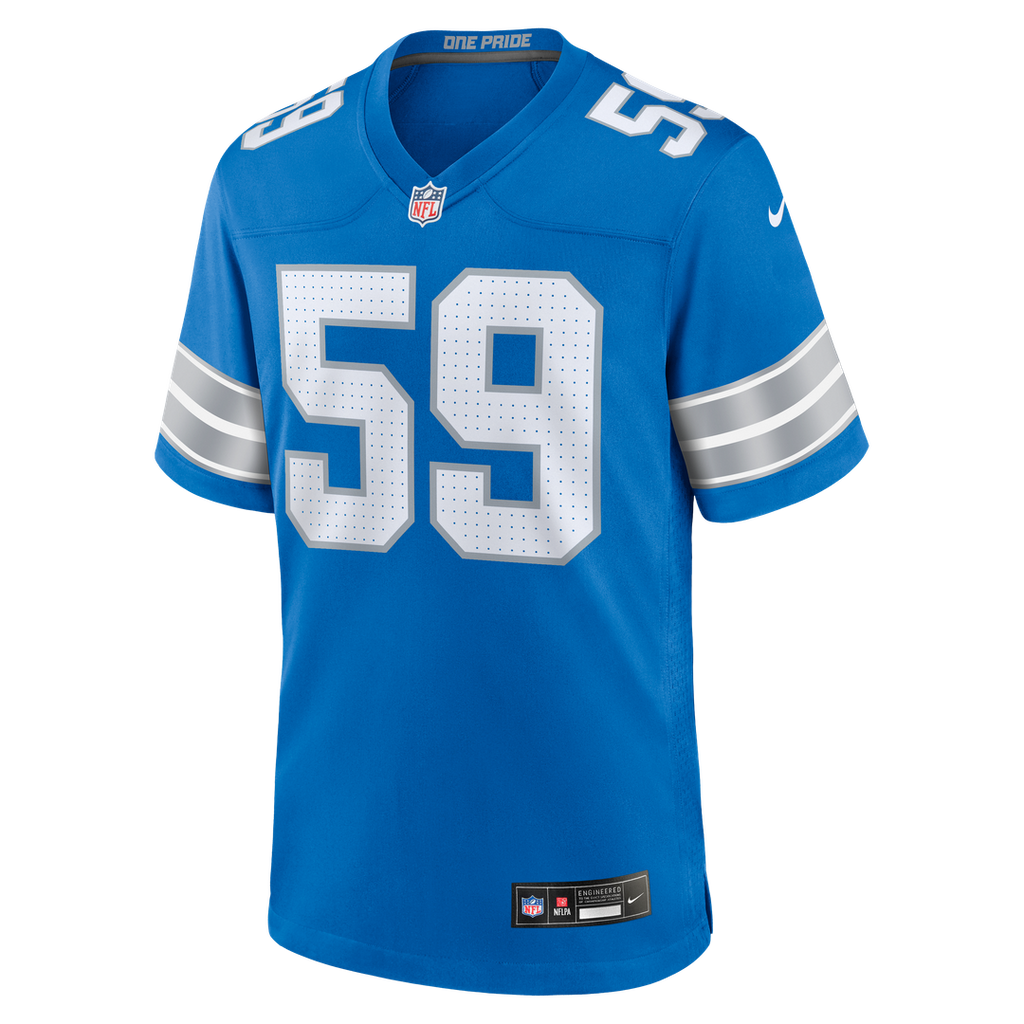 Men's Nike Detroit Lions Giovanni Manu Blue Team Game NFL Jersey