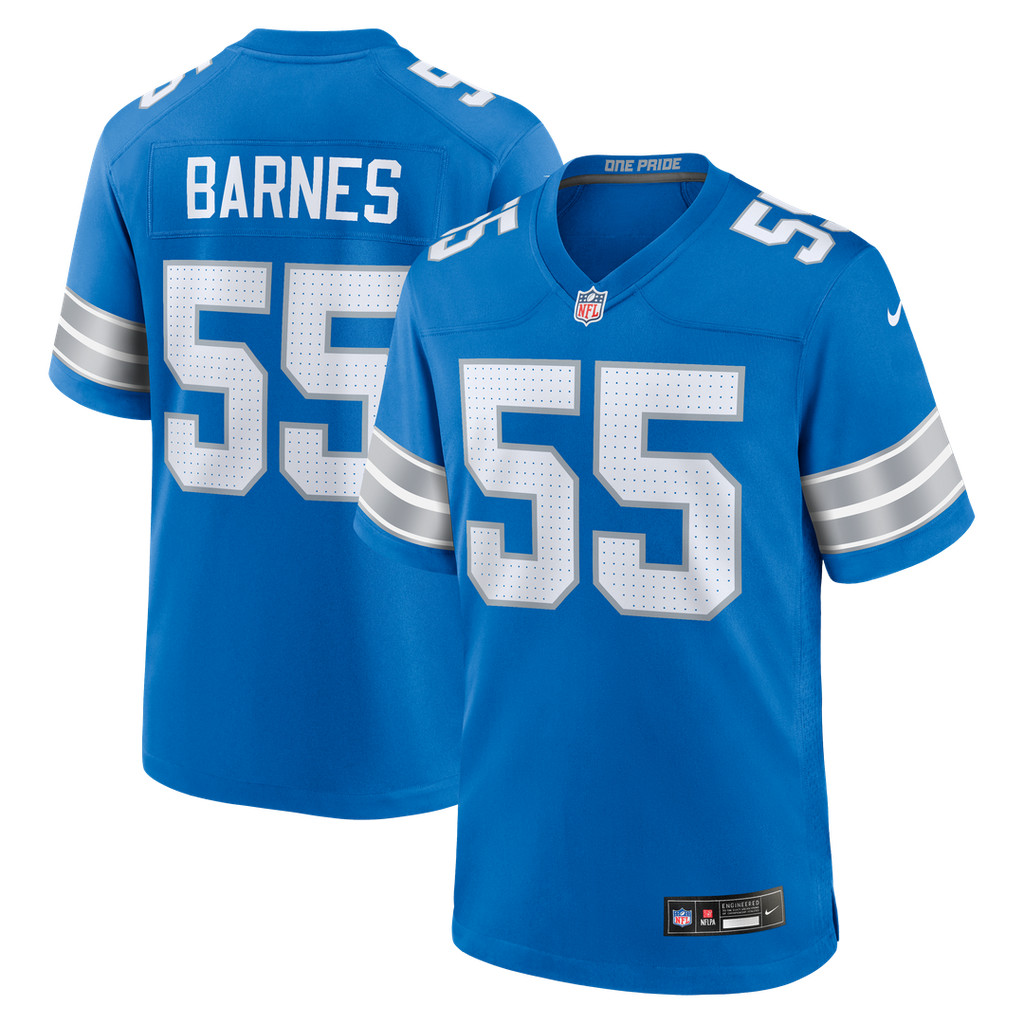 Men's Nike Detroit Lions Derrick Barnes Blue Team Game NFL Jersey