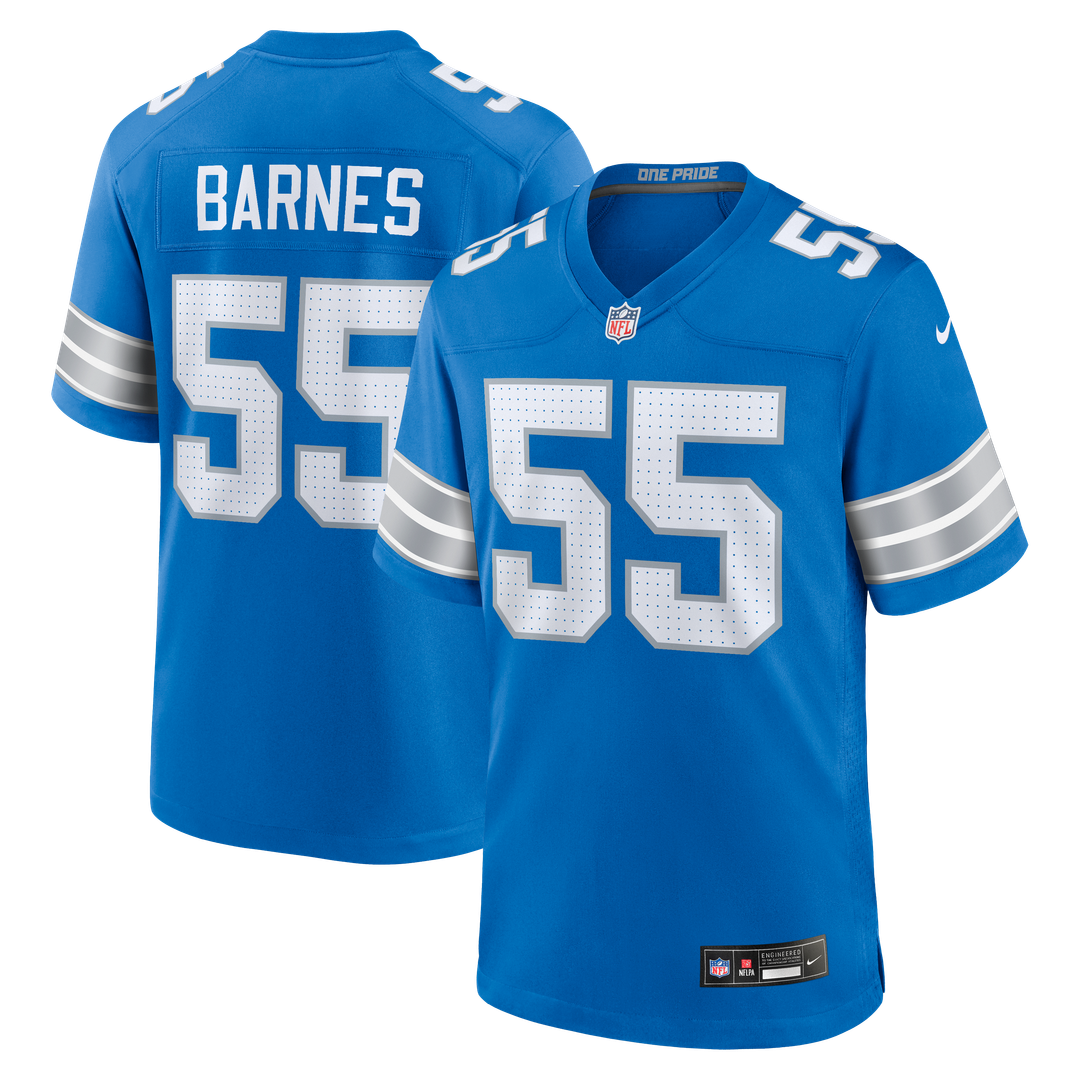 Men's Nike Detroit Lions Derrick Barnes Blue Team Game NFL Jersey
