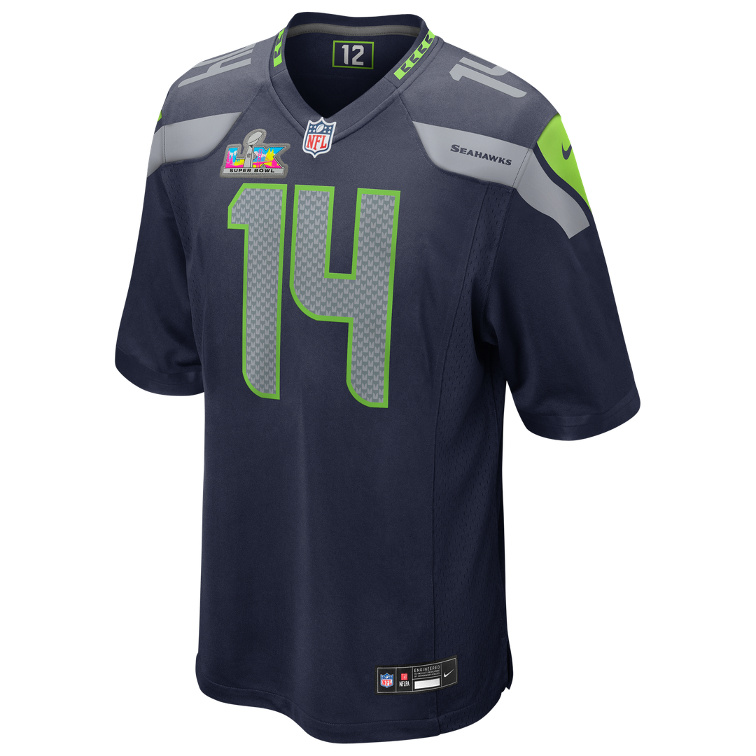 Men's Nike Seattle Seahawks Sam Darnold College Navy Super Bowl LX Patch Game NFL Jersey
