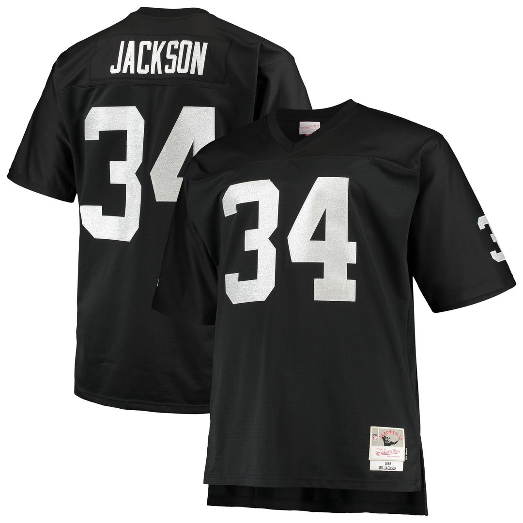 Men's Big & Tall Mitchell & Ness Las Vegas Raiders Bo Jackson White 1988 Retired Player Replica NFL Jersey