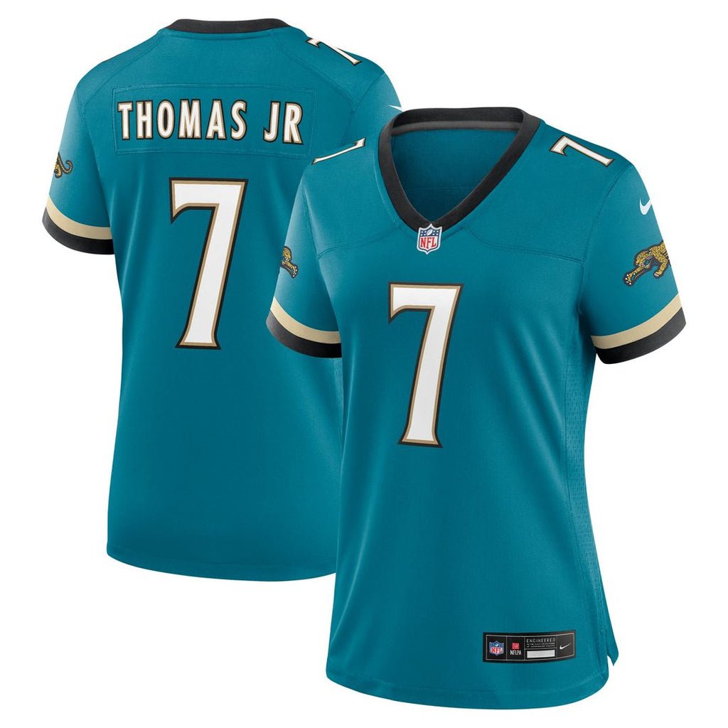 Women's Nike Jacksonville Jaguars Brian Thomas Jr. Teal Prowler Throwback Game NFL Jersey