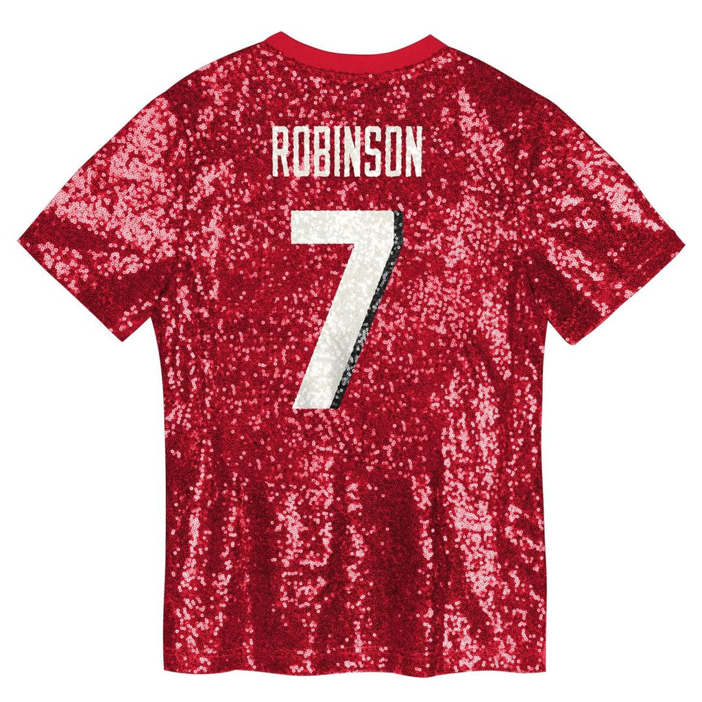 Girls' Youth Atlanta Falcons Bijan Robinson Red Sequin V-Neck Fashion NFL Jersey