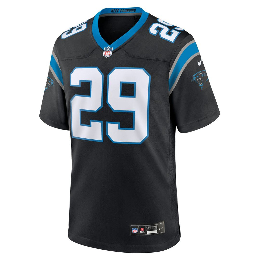 Men's Nike Carolina Panthers Akayleb Evans Black Team Game NFL Jersey
