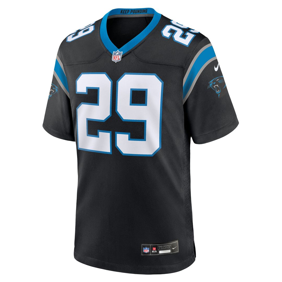 Men's Nike Carolina Panthers Akayleb Evans Black Team Game NFL Jersey