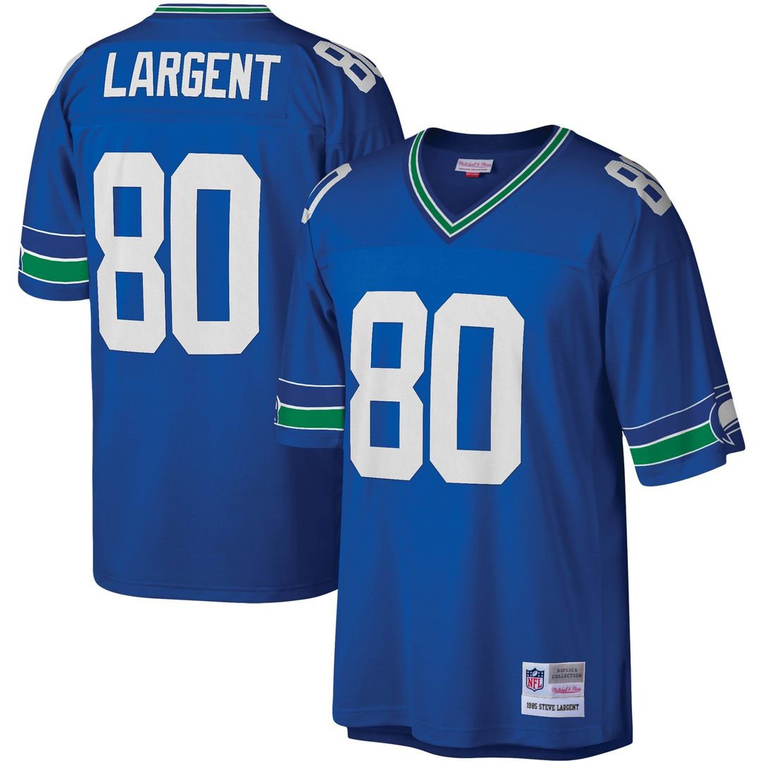 Men's Mitchell & Ness Seattle Seahawks Steve Largent Royal Legacy Replica NFL Jersey