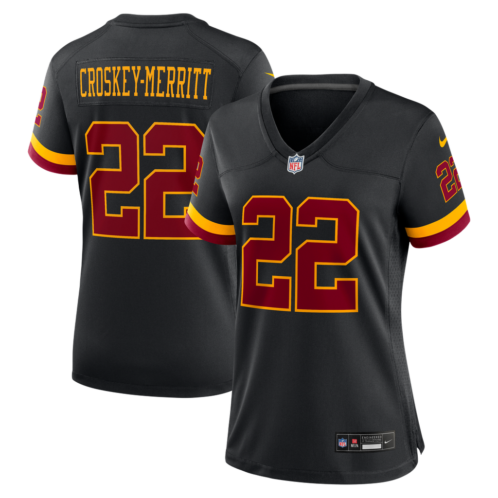 Women's Nike Washington Commanders Jacory Croskey-Merritt Black Hail Raiser Alternate Game NFL Jersey