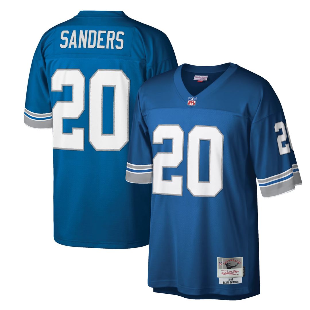 Men's Mitchell & Ness Detroit Lions Barry Sanders Blue Legacy Replica NFL Jersey