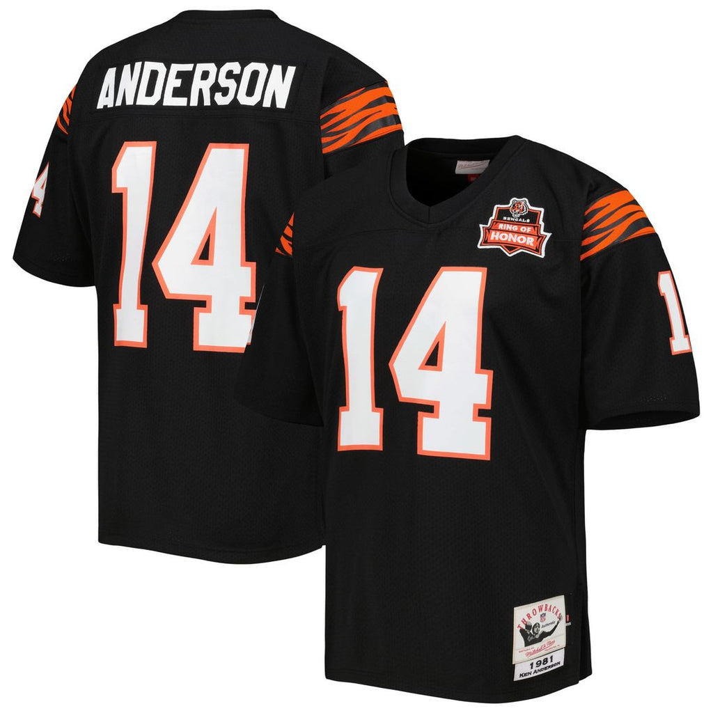 Men's Mitchell & Ness Cincinnati Bengals Ken Anderson Black 1981 Authentic Throwback Retired Player NFL Jersey