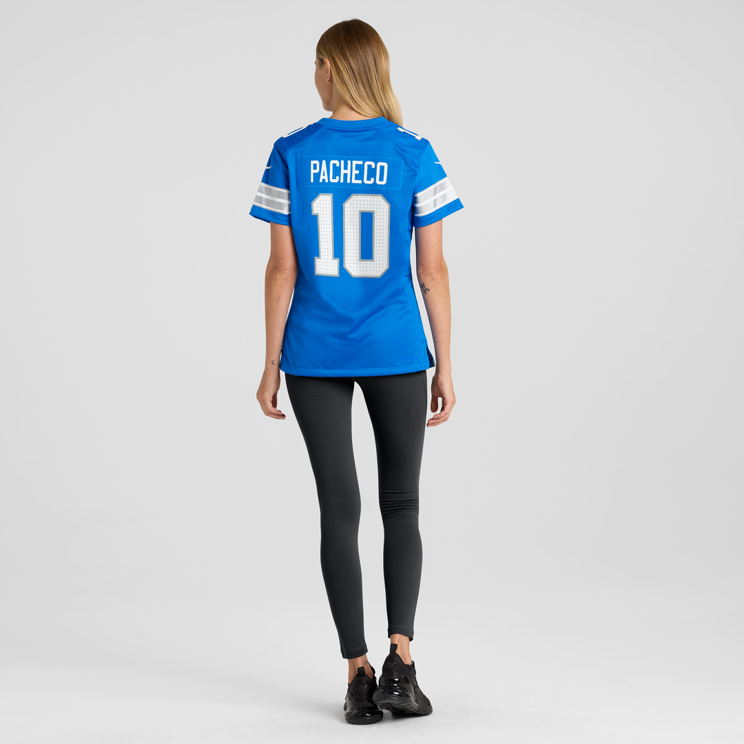 Women's Nike Detroit Lions Isiah Pacheco Blue Team Game NFL Jersey
