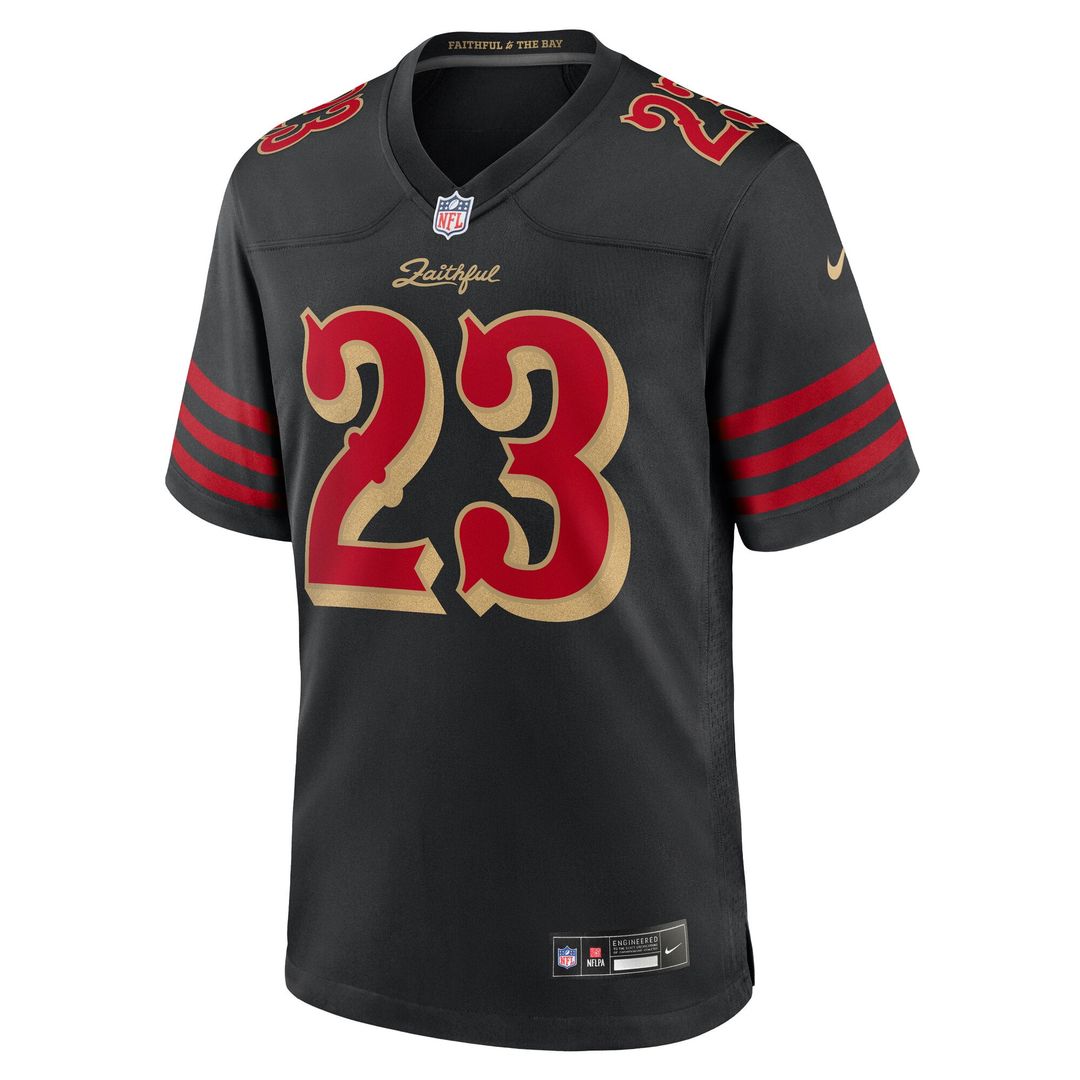 Men's Nike San Francisco 49ers Christian McCaffrey Black 2025 Rivalries Collection Game NFL Jersey